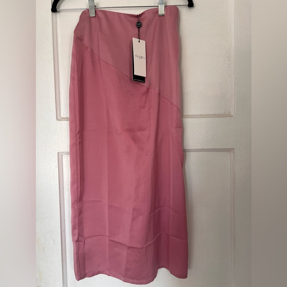 Club L London Silk Skirt with Slit